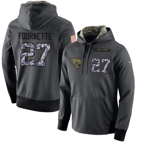 NFL Men's Nike Jacksonville Jaguars #27 Leonard Fournette Stitched Black Anthracite Salute to Service Player Performance Hoodie - Click Image to Close
